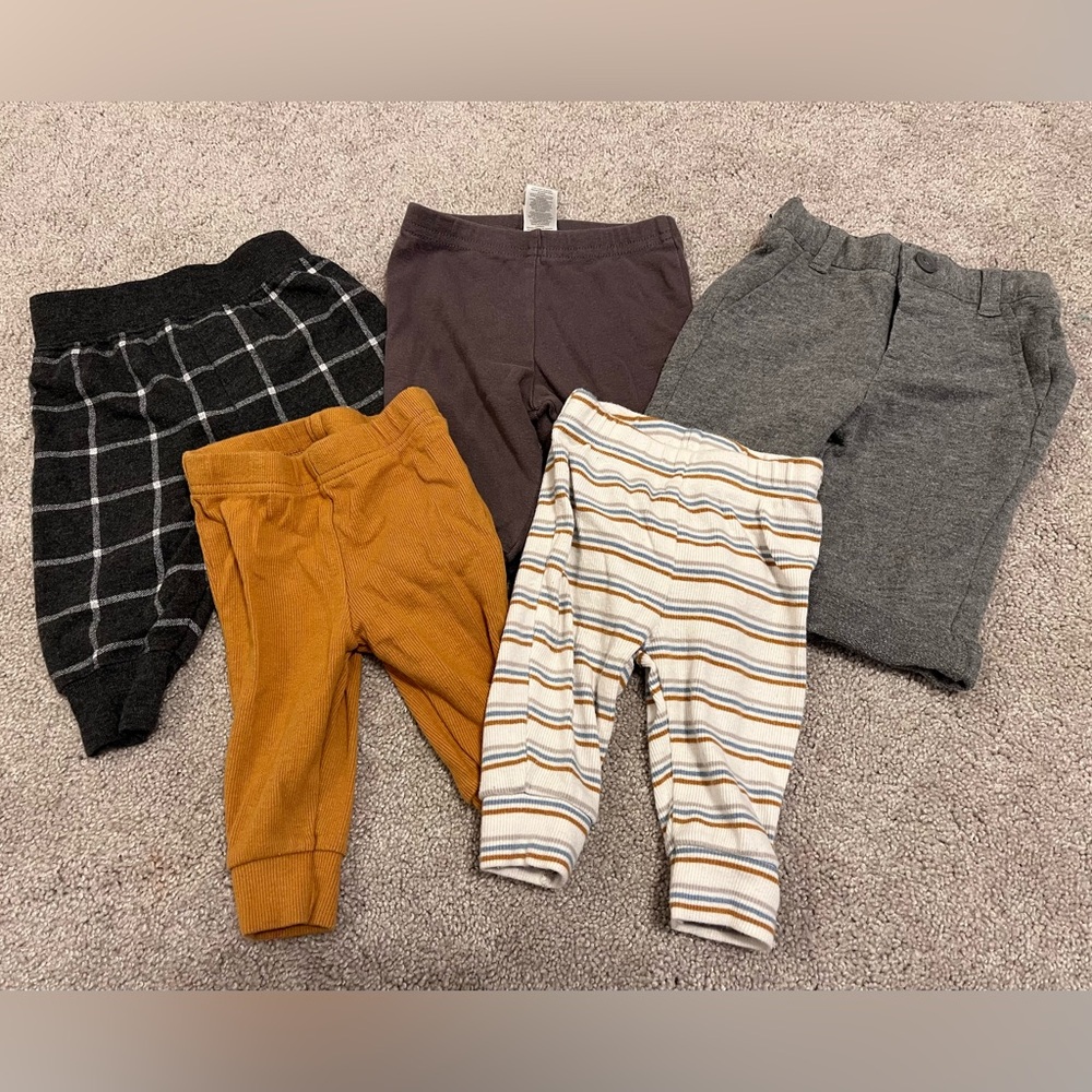 5 Pants Bottoms Bundle for 0-3M
